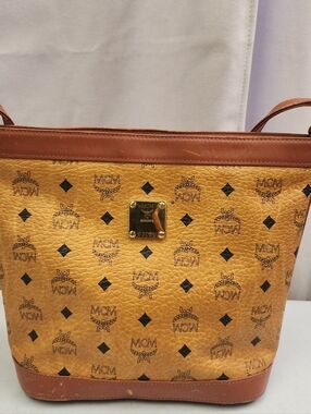 Authentic Vintage Logoglam Cognac Canvas MCM crossbody Shoulder Bag With COA